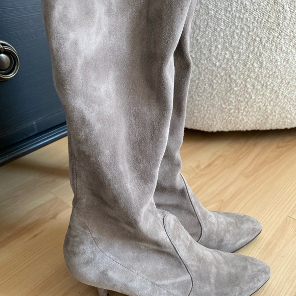 Stuart Weitzman OTK Taupe Suede Boots - Picture 7 of 10